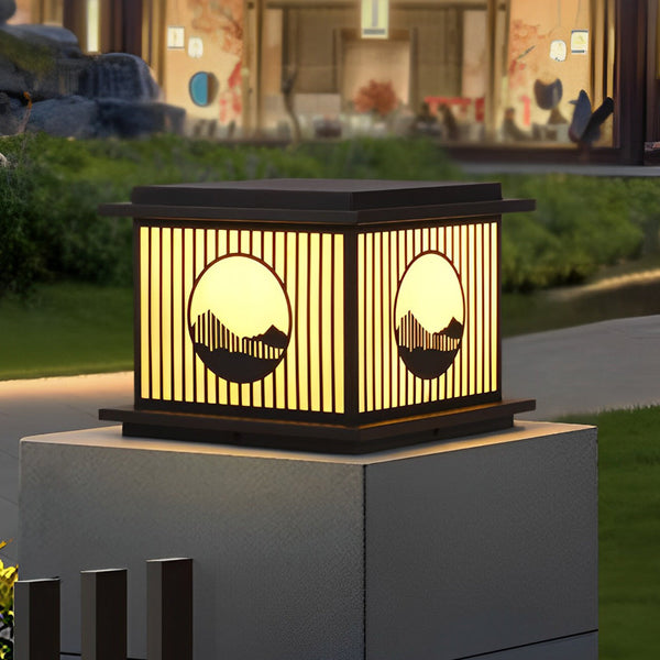 Retro Mountain Scenery Solar Pillar Lamp Ha080741