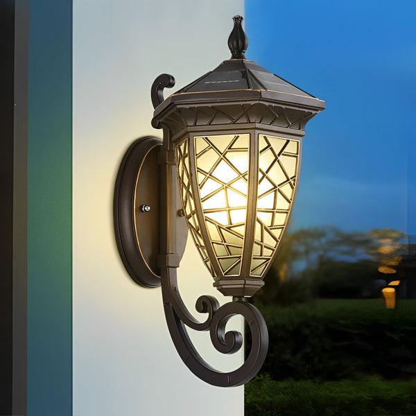 Retro Pattern Solar Powered Wall Lamp Ha080219