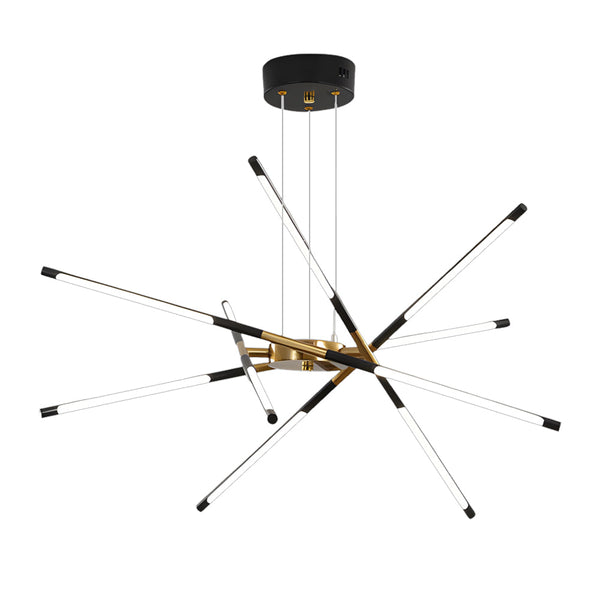 Modern Stepless Dimming Long Strip Sputnik Led Chandelier Gold Black Gold
