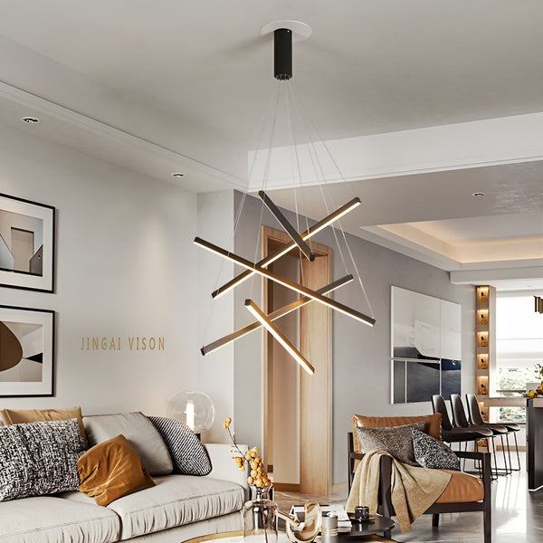 Minimalist Strip Black Modern Chandelier Li002007