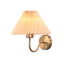 Vintage 1 Light Dimmable Metallic Armed Sconce With Pleated Fabric Shade