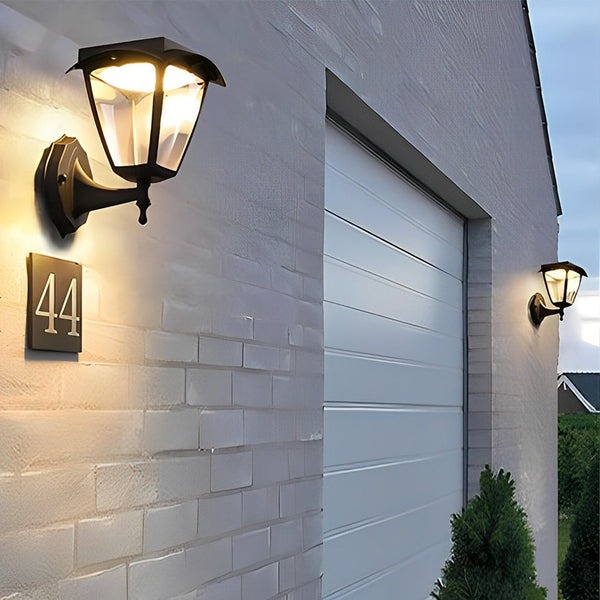 1 Light Black Solar Powered Porch Sconce Led Outdoor Wall Light
