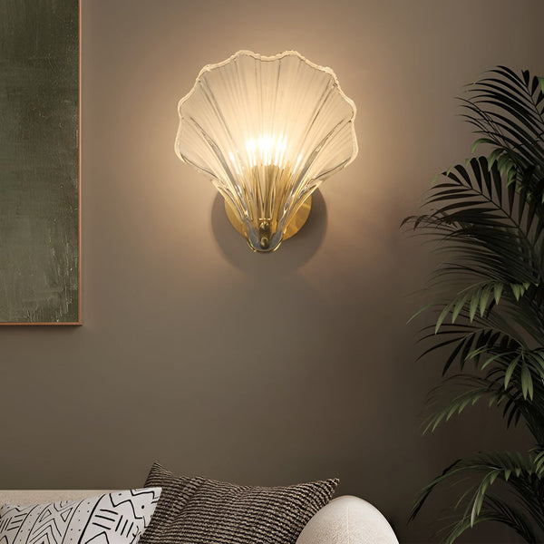 Creative Fan Shaped Glass Three Step Dimming Led Wall Sconce