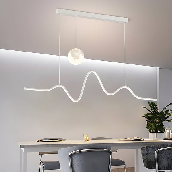 47 24 Modern Wavy Linear Moon Led Kitchen Island Pendant Light