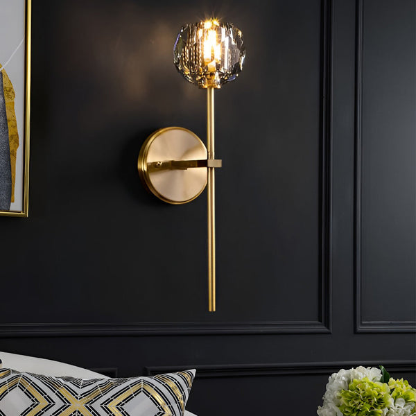 Ball Shaped Led Crystal Gold Postmodern Wall Lamp