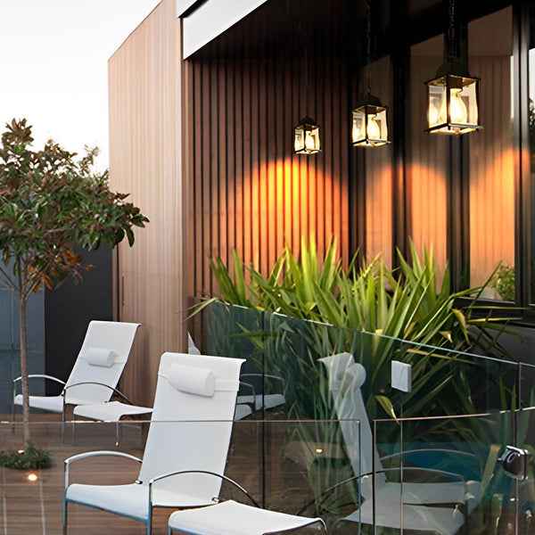 Square Black Modern Outdoor Pendant Light Ha092599