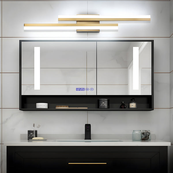 Modern 2 Light Linear Led Wall Lamp With 3 Step Dimming Black Gold Wall Sconce