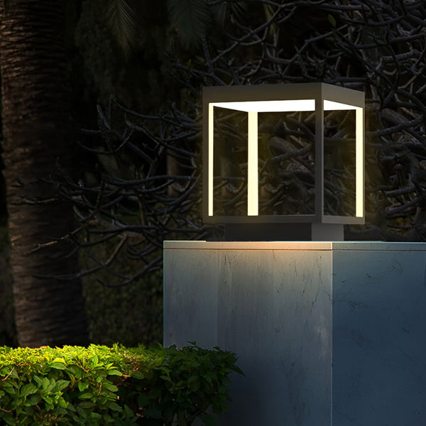 Modern Open Frame Square Led Solar Pier Mounted Outdoor Post Light
