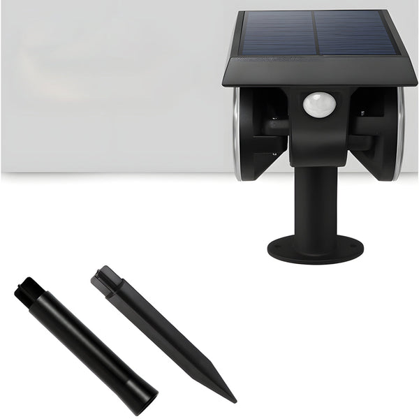 2 Head Modern Black Solar Led Spotlight With Motion Sensor Rotatable
