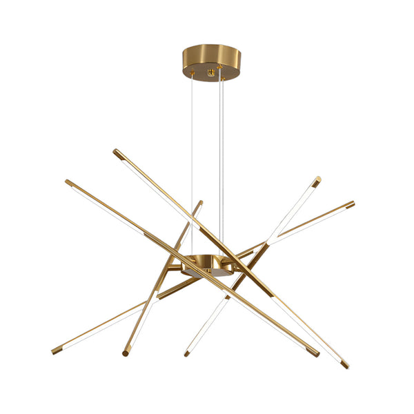 Modern Stepless Dimming Long Strip Sputnik Led Chandelier Gold Black Gold