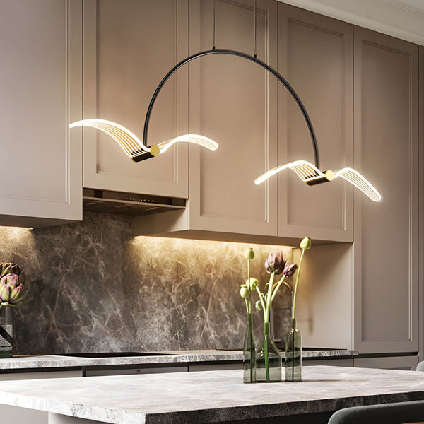 2 4 Light Modern Led Acrylic Seagull Linear Chandelier For Dining