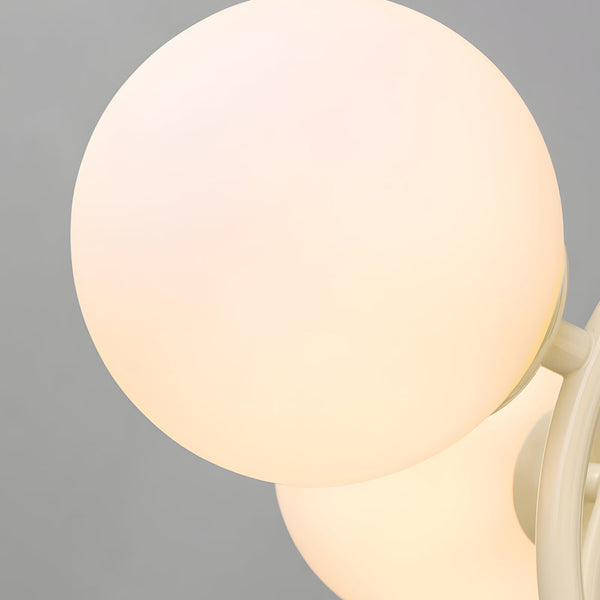 19 68 In Midcentury 6 Light Beige Glass Sphere Chandelier