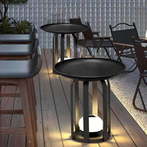 Set Of Waterproof Outdoor Table And Solar Floor Lamp