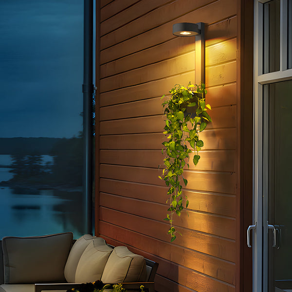 1 Light Solar Wall Mounted Plant Stand Outdoor Wall Light With Planter