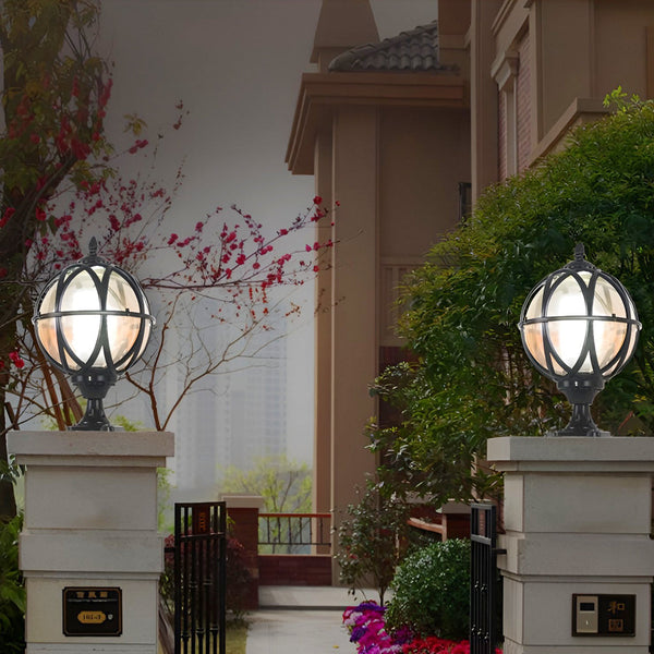 Round Glass E27 Waterproof Outdoor Post Light
