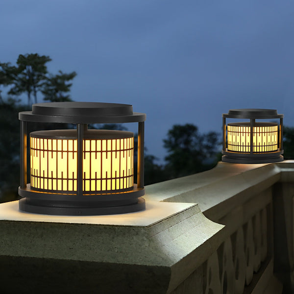 Round Solar Fence Post Lights Ha079569