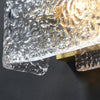 Elegant Rectangular Ripple Glass Bedside Wall Lamp Modern Brass Fixture