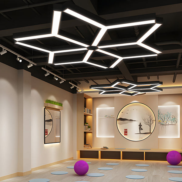 4 Pcs Modern Seamless Y Shaped Linear Led Office Pendant Lights