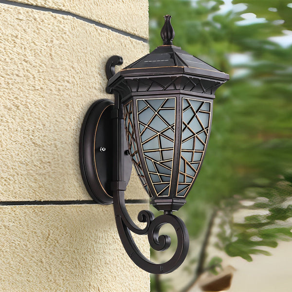 Retro Pattern Solar Powered Wall Lamp Ha080219
