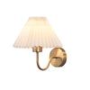 Vintage 1 Light Dimmable Metallic Armed Sconce With Pleated Fabric Shade