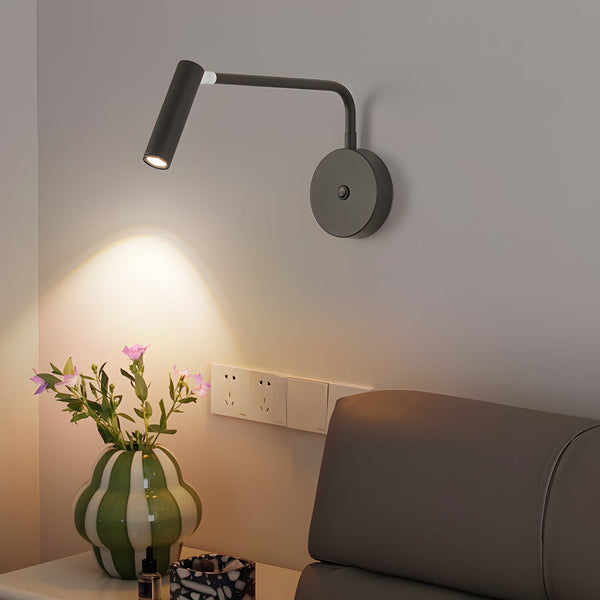 Black White Tube Led Swing Arm Wall Light Adjustable Wall Mounted Spotlight Bedroom Sconce Lamp