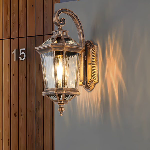 1 Light Black Clear Water Glass Outdoor Wall Light Lantern Wall Sconce Porch Wall Mounted Lights Exterior Wall Lamp