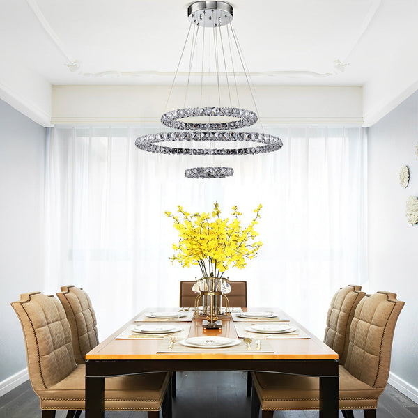 Luxury Crystal Led Chandelier 3 Tier Geometric Or Stacked Led Pendant Light