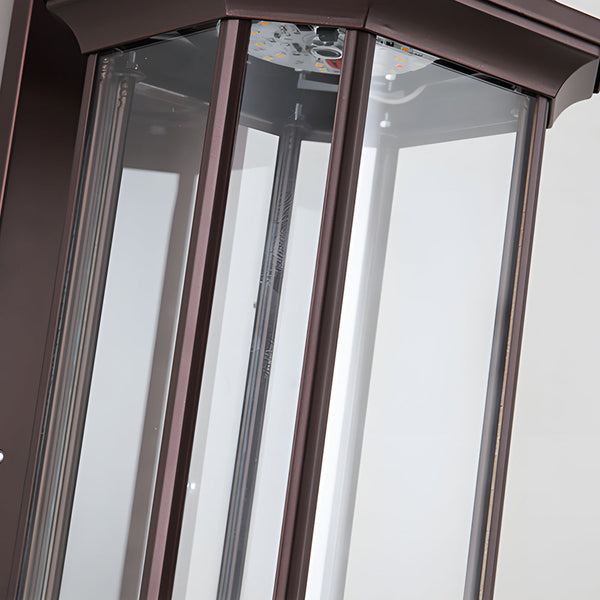 Retro Rectangular Ribbed Glass Solar Outdoor Wall Light