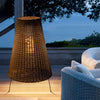 Rattan Shaded Tripod Metal And 1 Light Outdoor Floor Lamp