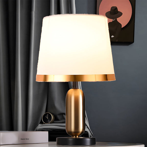 Vintage White Black And Mid Century Modern Brass Table Lamp