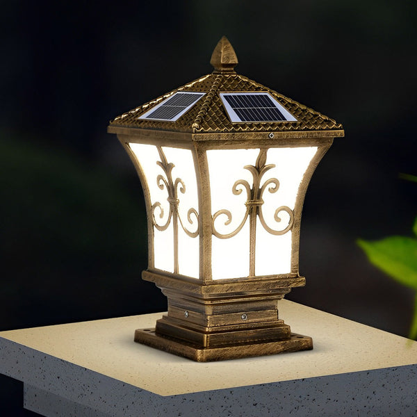 Vintage Pattern Solar Powered Fence Post Light Ha083053