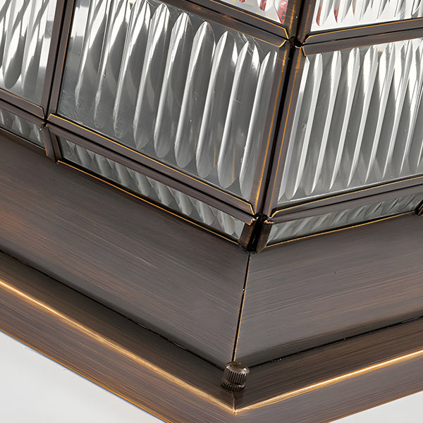 Square Bronze Hardwired Solar Pillar Lamp Fence Post Light With 3 Step Dimming