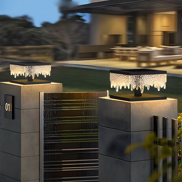 Waterproof Square Creative Led Black Modern Solar Fence Post Lights