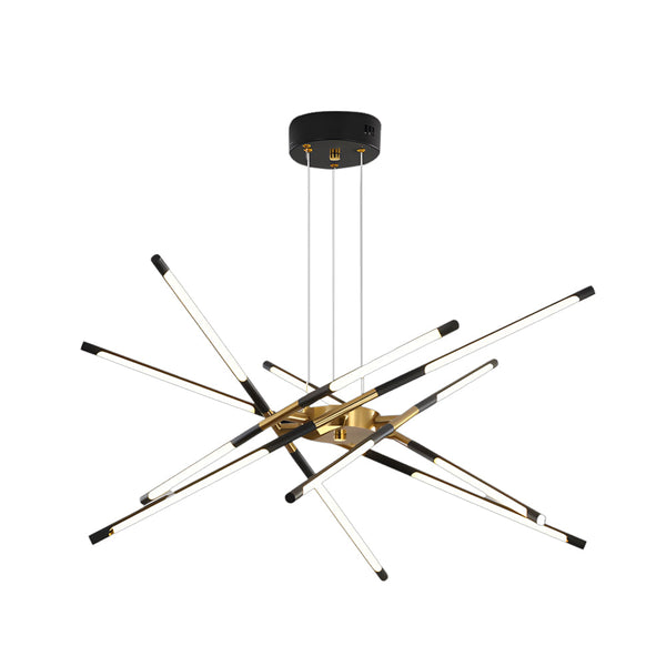 Modern Stepless Dimming Long Strip Sputnik Led Chandelier Gold Black Gold