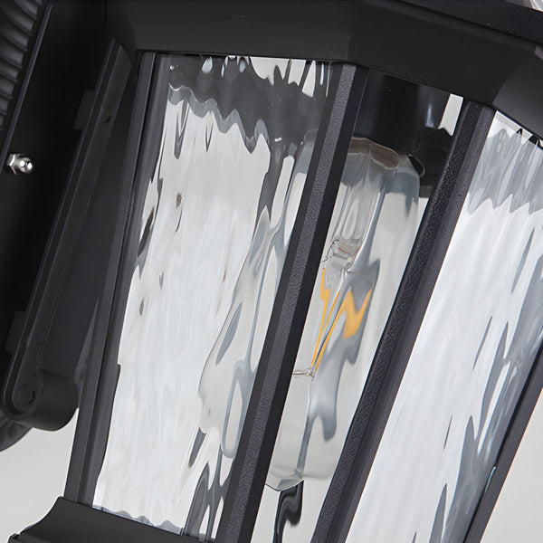 1 Light Black Clear Water Glass Outdoor Wall Light Lantern Wall Sconce Porch Wall Mounted Lights Exterior Wall Lamp