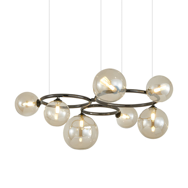 5 7 9 Light Glass Ball Circular Contemporary Chandelier With 3 Step Dimming