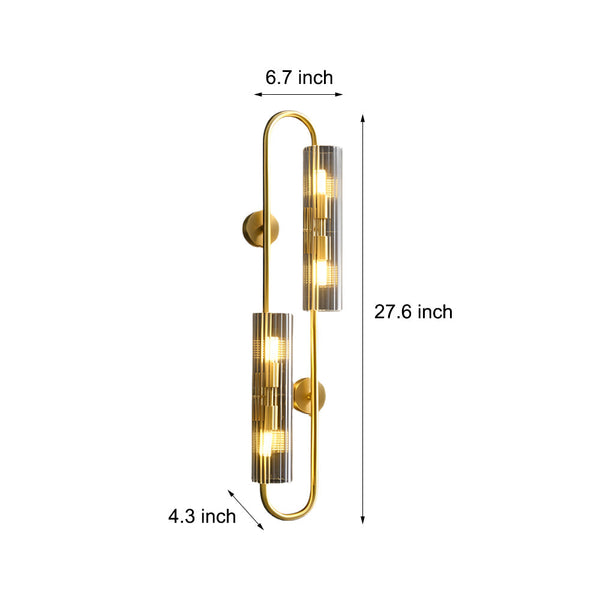 Modern Luxury 4 Light Oval Brass Wall Lamp With Clear Glass Shade