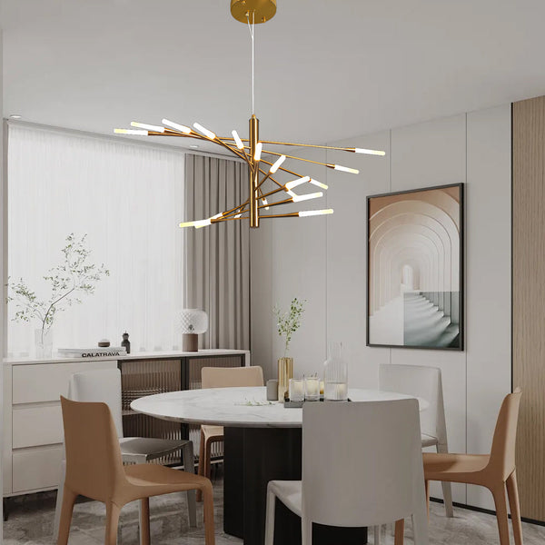 Modern Chandelier Rotating Fireworks Black Gold
