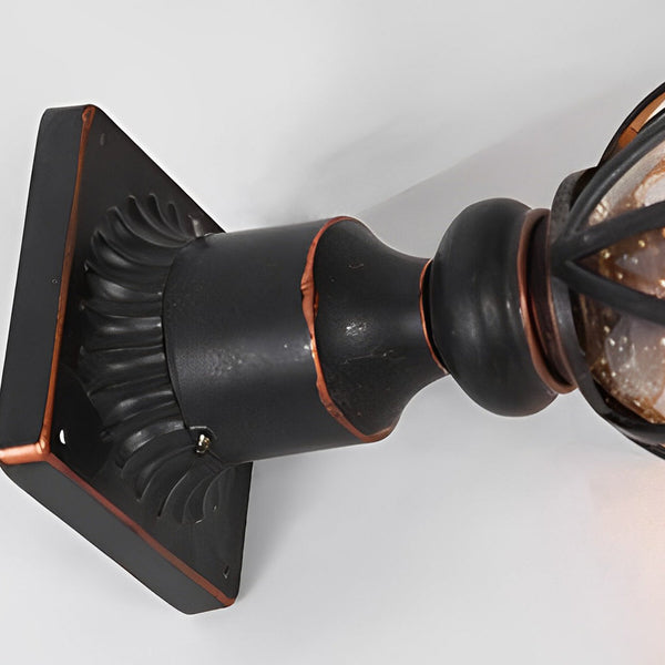 Round Bubble Black Outdoor Pillar Lamp Ha081933