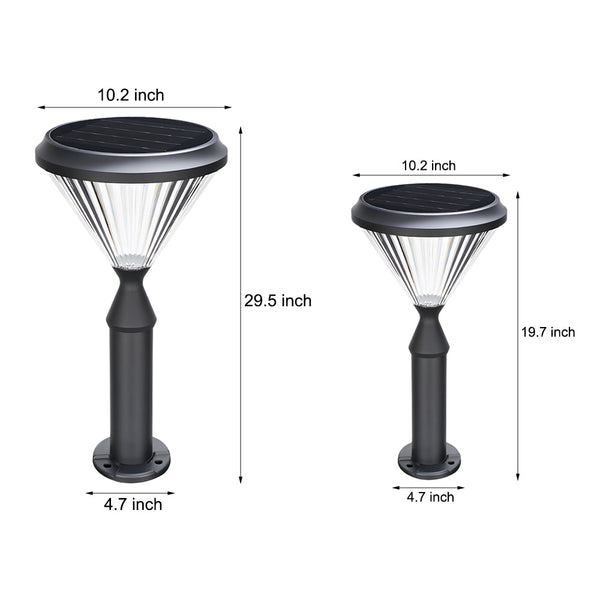 Black Solar Led Bollard Path Light For Garden