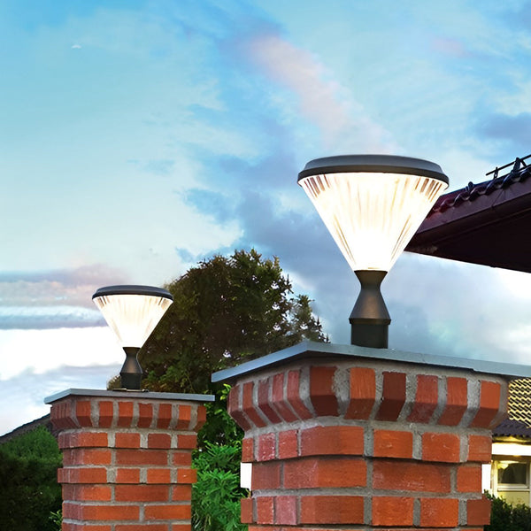 Round Led Black Modern Solar Post Light