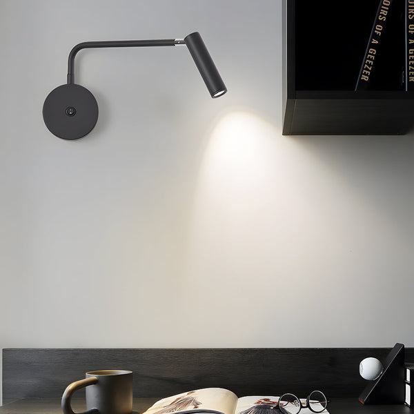 Black White Tube Led Swing Arm Wall Light Adjustable Wall Mounted Spotlight Bedroom Sconce Lamp