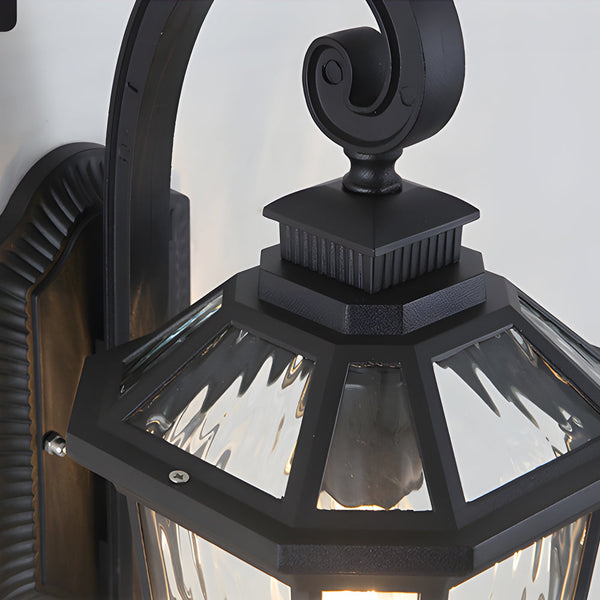 1 Light Black Clear Water Glass Outdoor Wall Light Lantern Wall Sconce Porch Wall Mounted Lights Exterior Wall Lamp