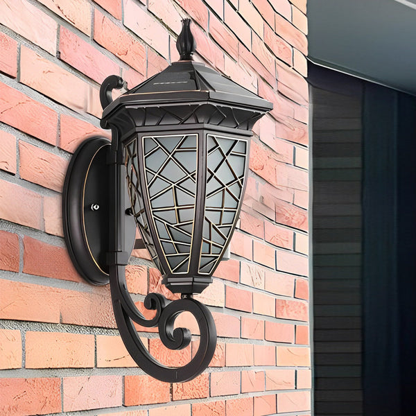 Retro Pattern Solar Powered Wall Lamp Ha080219