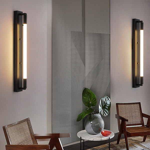 19 68 Acrylic Tube 1 Light Led Wall Lights Indoor Black Gold Chrome Base