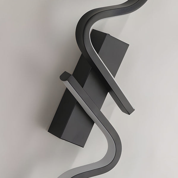 Minimalist Long Wave Aluminum Black Decorative Led Wall Lamp