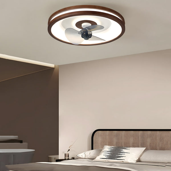 19 7 In Walnut 6 Speed Flush Mount Ceiling Fans With Led Light And Remote
