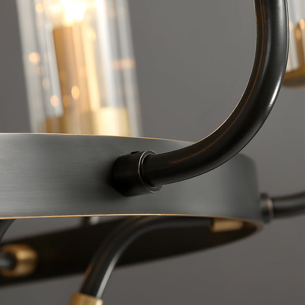 6 8 Light Candlelight Wagon Wheel Chandelier With Glass Shades