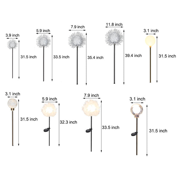 10Pcs Solar Dandelion Garden Lights Outdoor Pathway Light For Yard