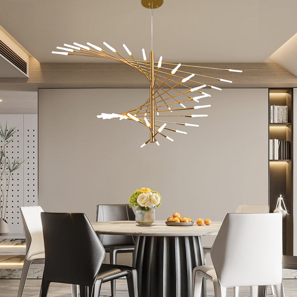 Modern Chandelier Rotating Fireworks Black Gold